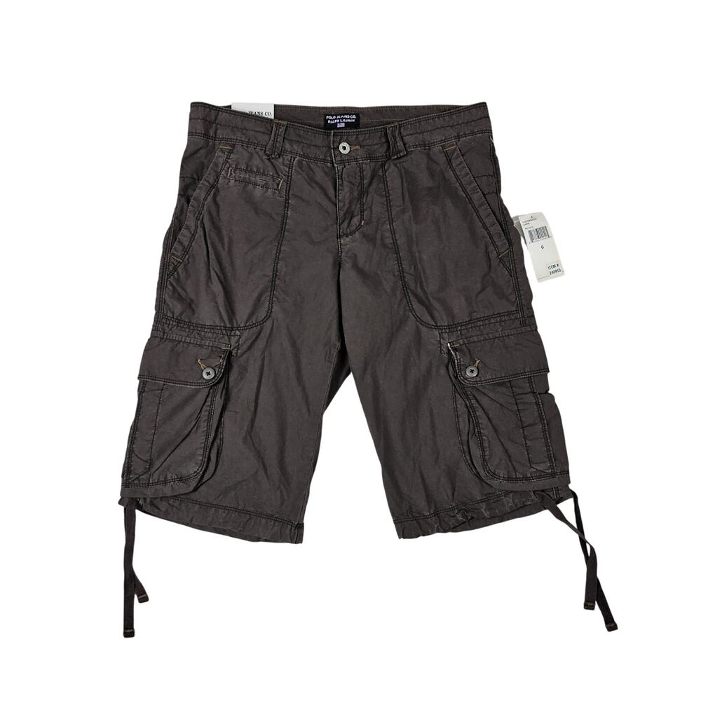 Polo Jeans Co Utility Bermuda Cargo Shorts Women's Size 6 Brown NWT